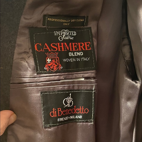 diVenedetto Cashmere Blend Vintage Charcoal Double-Breasted Men's Trench Coat - Picture 2 of 16